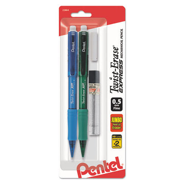 Pentel® Twist-erase Express Mechanical Pencil Refill Pack, 0.5 Mm, Hb (#2.5), Black Lead, Assorted Barrel Colors, 2 Pencils freeshipping - TVN Wholesale